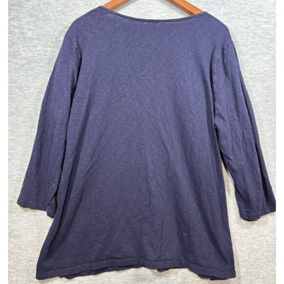 Talbots Womens Navy Tunic Embroidery 3/4 Sleeves Size 2X Patriotic - Picture 4 of 4